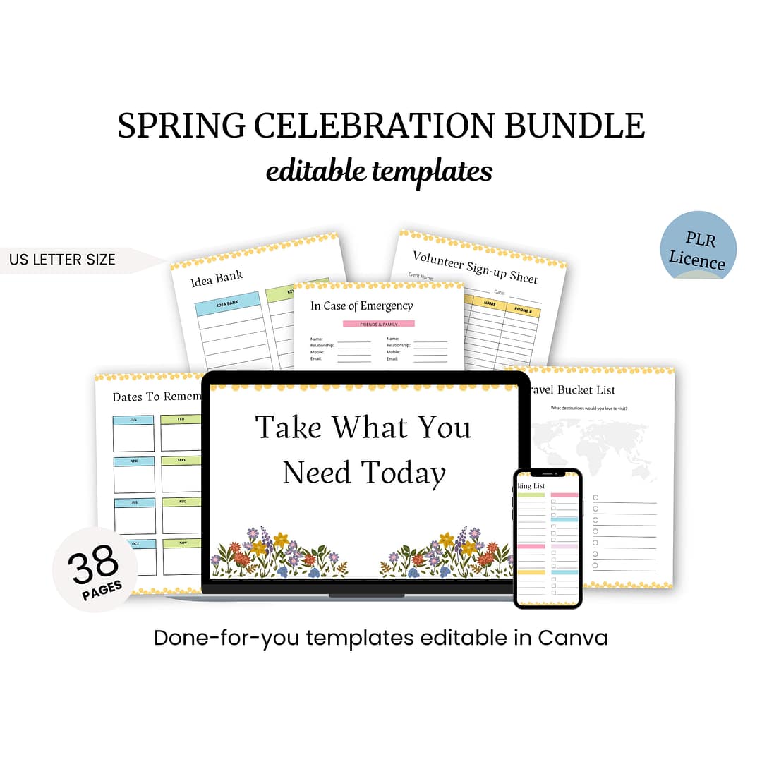 the spring celebration bundle includes a laptop, phone, and calendar