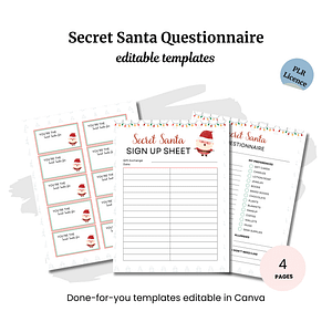 Secret Santa Sign-Up Questionnaire PLR