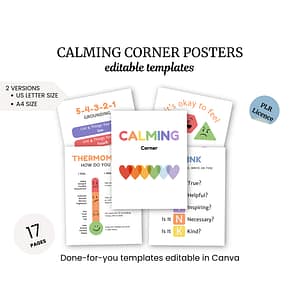 a bunch of posters with the words calming on them
