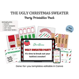 the ugly christmas sweater party printables pack