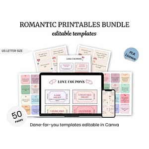 romantic printables bundle for edible templates