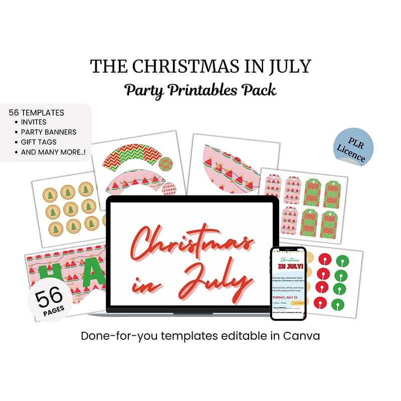 the christmas in july party printables pack