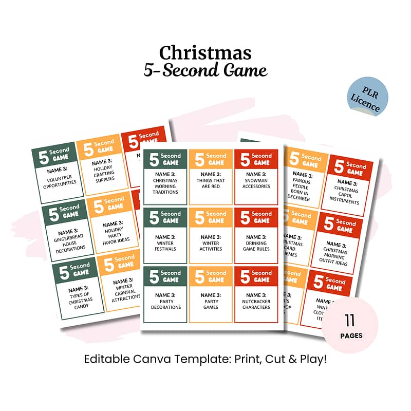 a christmas 5 - second game with 5 cards